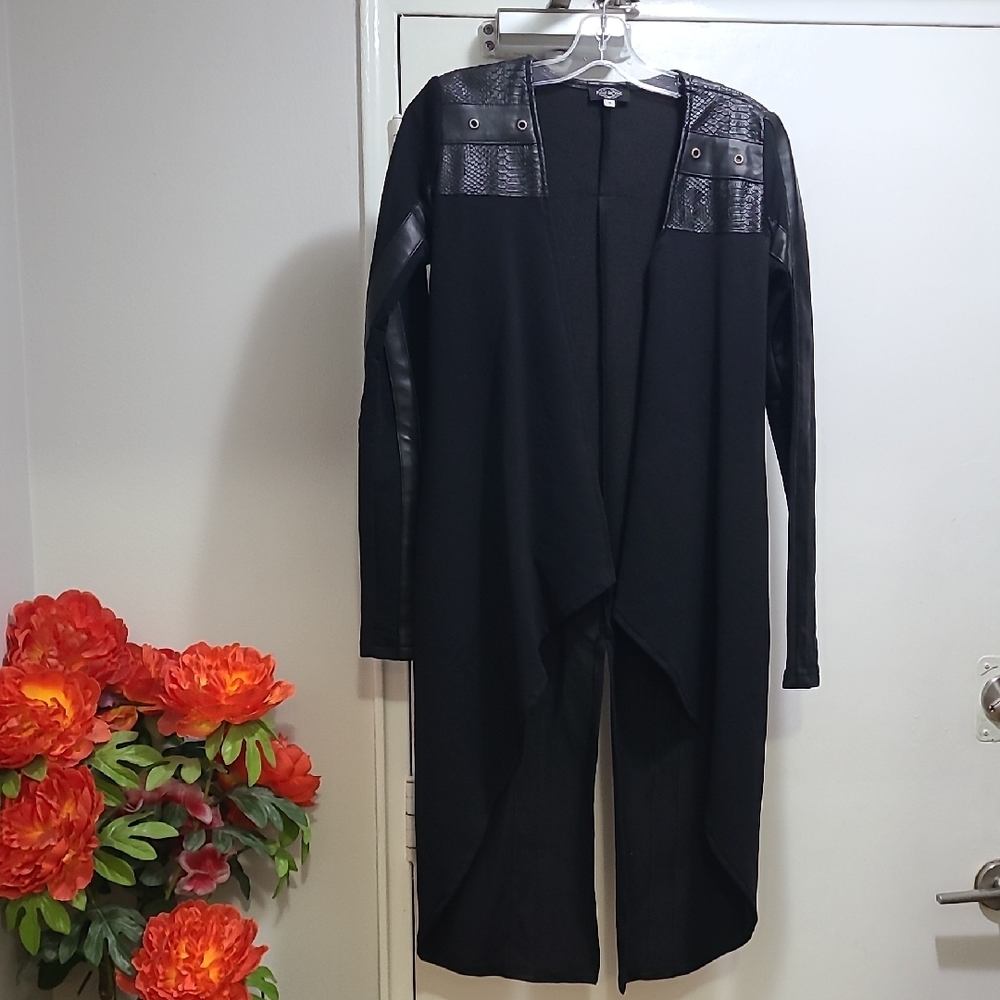 KALI ROSE CARDIGAN Black Vegan Leather Accents DESIGNER TV Wardrobing
